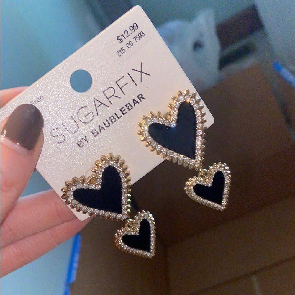 Gold and Black Heart Earrings